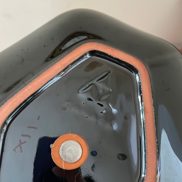 VINTAGE Blue Mountain Pottery serving dish with handle, teal, turquoise black - Picture 3 of 8